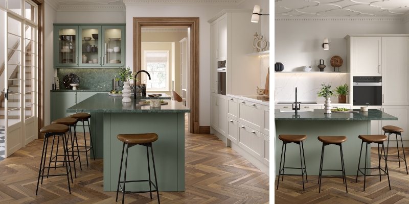 Exploring Colourful Kitchens | Aldana - Taupe Grey and Reed Green Exploring Colourful Kitchens | Aldana - Taupe Grey and Reed Green