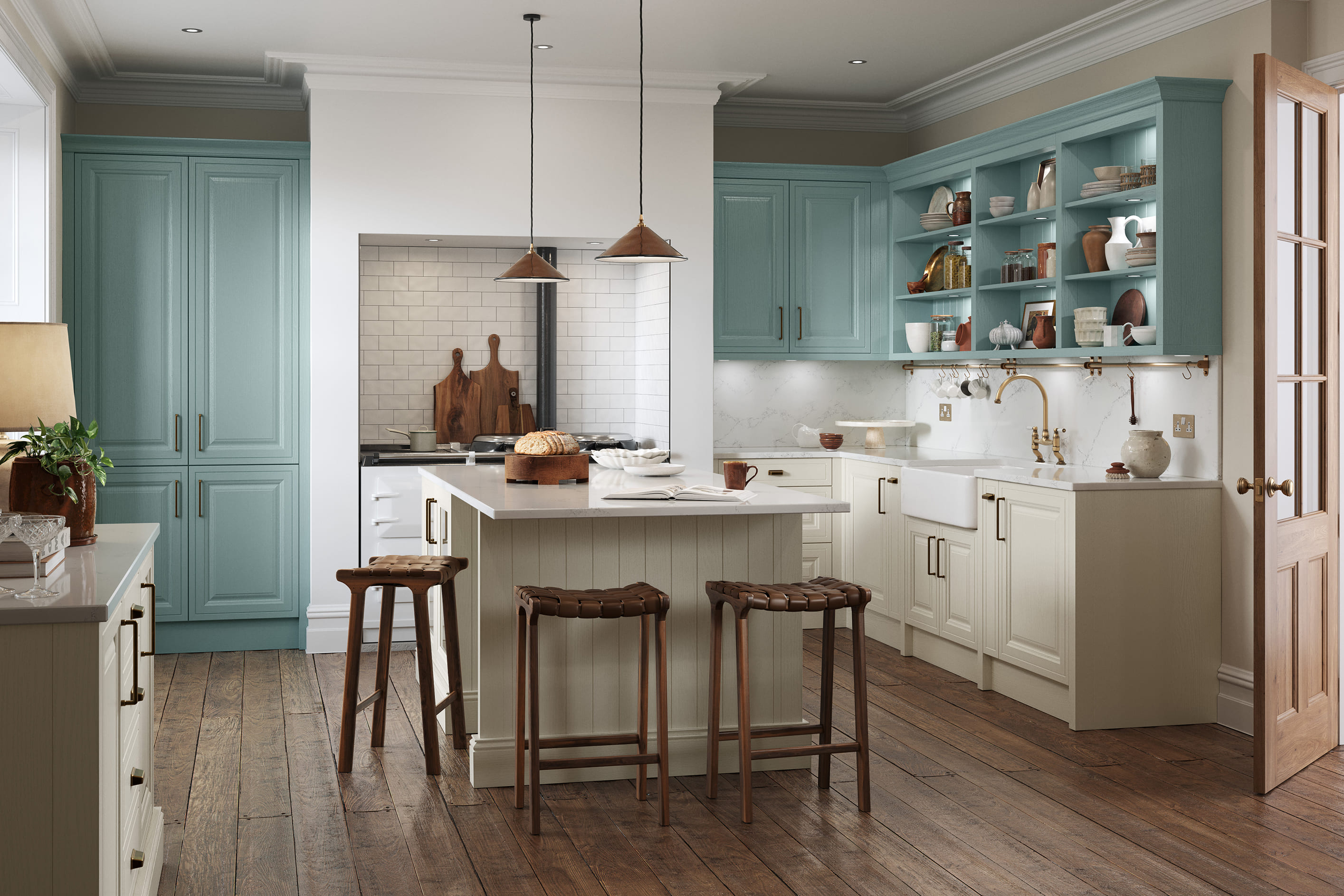 Jacobsen - Light Teal and Taupe Grey | Country Kitchen | Uform